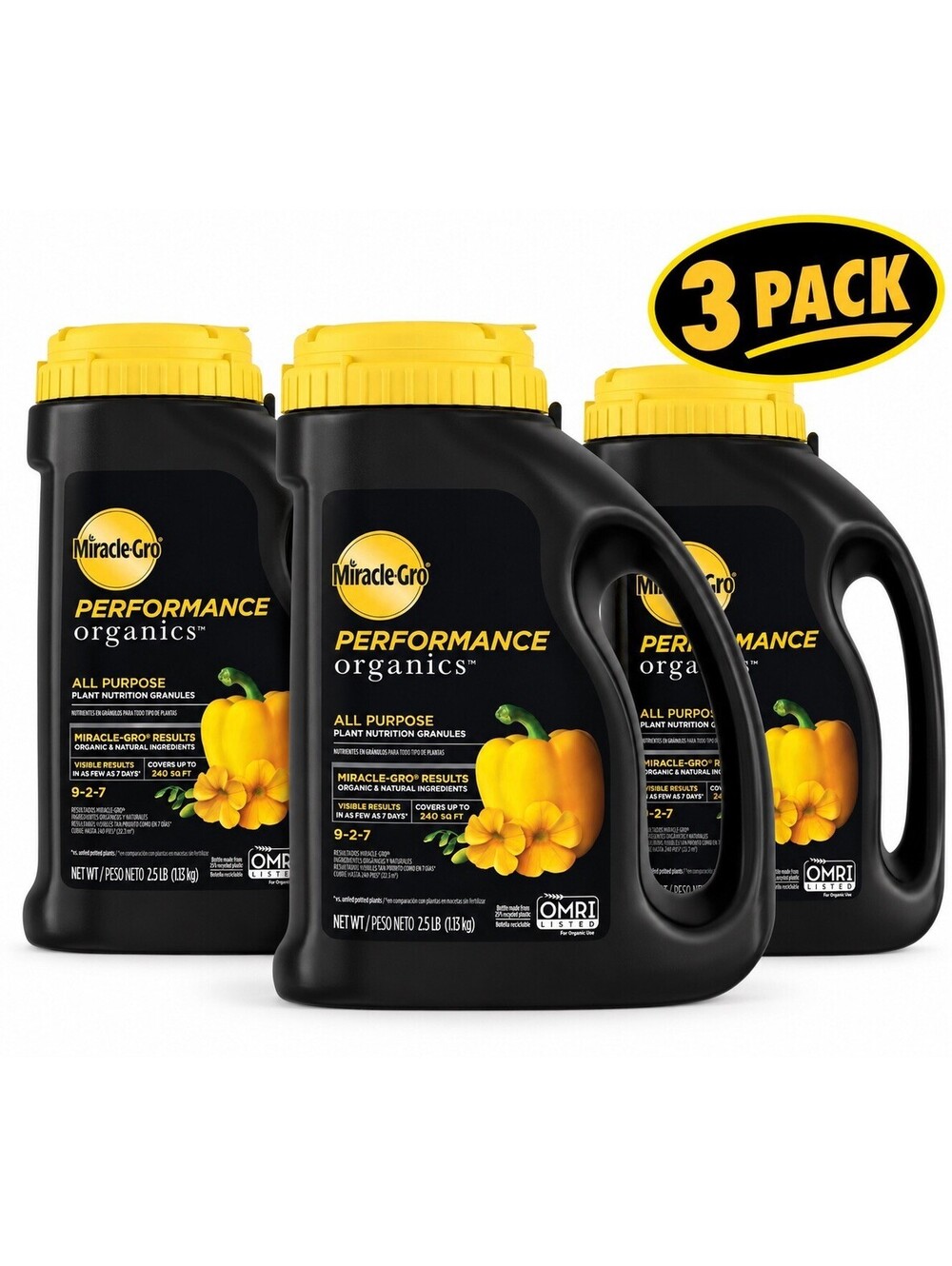 3 Pack Miracle-Gro Performance Organics All Purpose Plant Food Fertilizer 2.5 lb